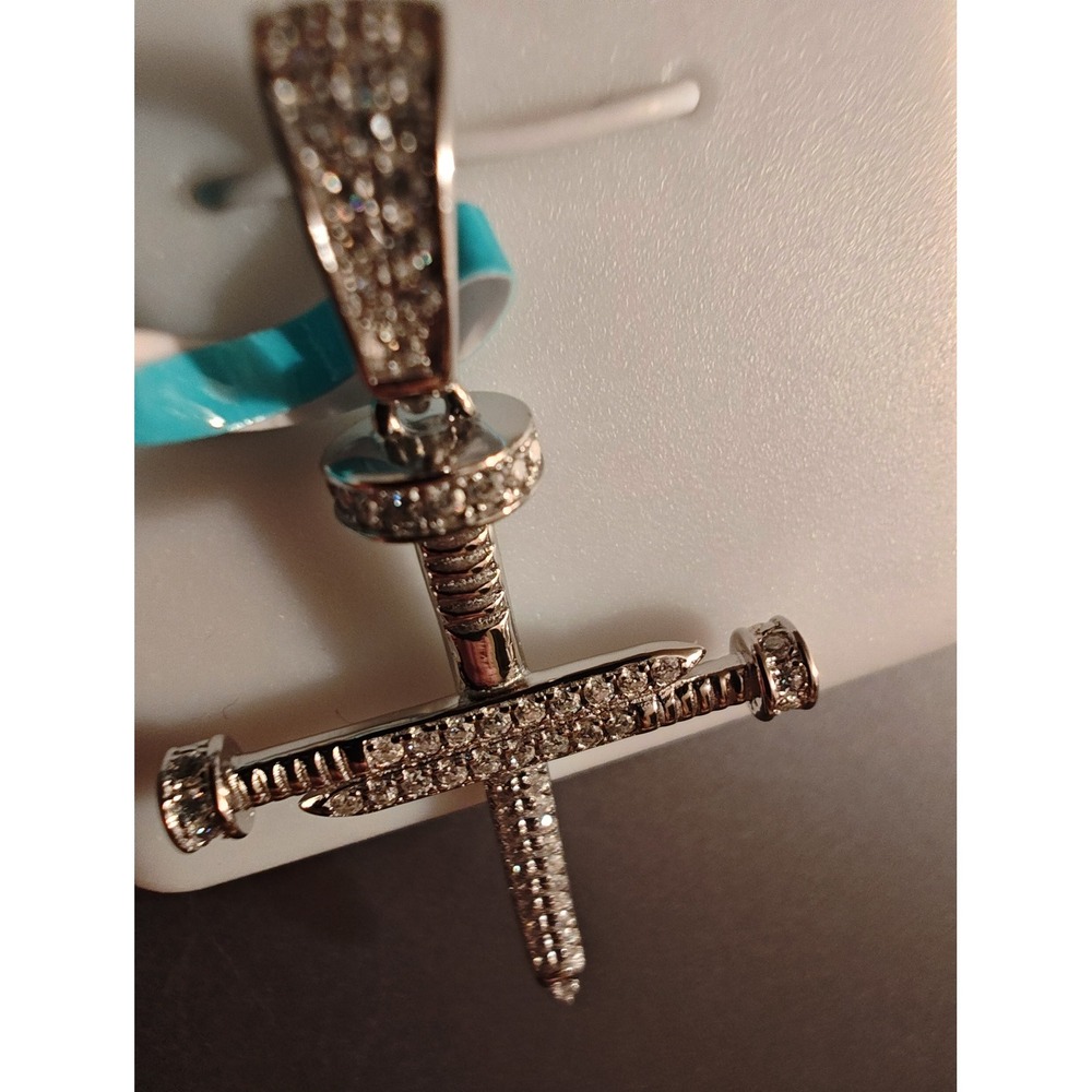 Pendant Nail Cross 925 Sterling Silver Moissanite 0.36 CTW Iced Out - Picture 6 of 8